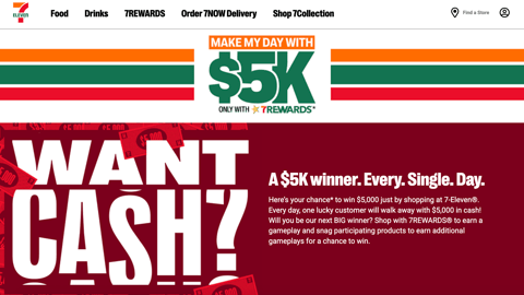 7-Eleven 'Make My Day with $5K' Web Page
