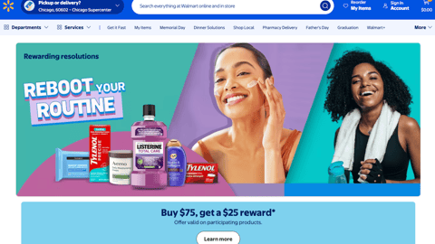 Walmart Kenvue 'Reboot Your Routine' Web Page