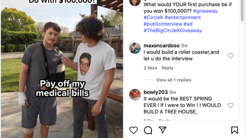 Circle K 'What Would You Do with $100,000' Instagram Update