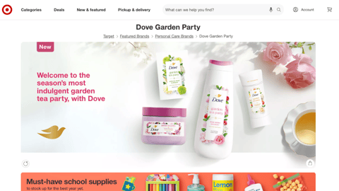 Target Dove Garden Party Web Page