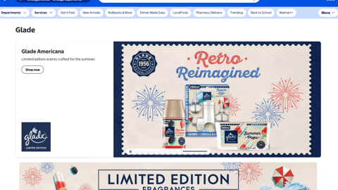 Walmart Glade Americana Web Page
