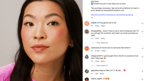 Benefit Cosmetics Ulta 'Pink Dream Giveaway' Instagram Update