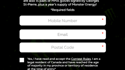 Circle K Monster Energy 'Win a Training Session with GSP' Web Page