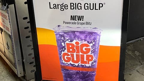 7-Eleven Powerade Grape Blitz Big Gulp Stanchion Sign