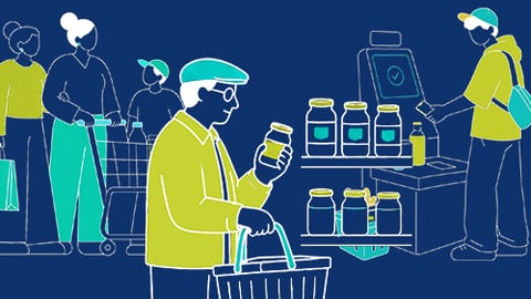 illustration of a shopper at the checkout