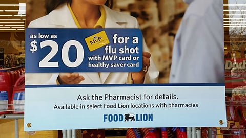 Food Lion 'Flu Shots Available Here' Window Poster