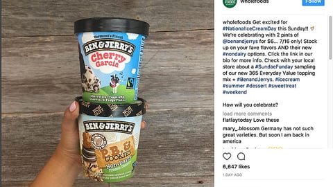 Whole Foods Ben & Jerry's 'Get Excited' Instagram Update