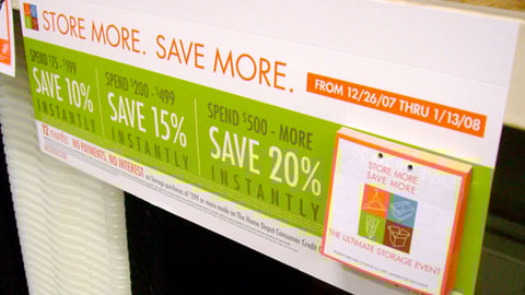 Home Depot 'Ultimate Storage Event' Shelf Sign