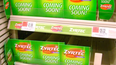 Zyrtec 'Coming Soon' Shelf Signs