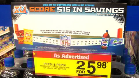 Pepsi Super Bowl Shelf Sign