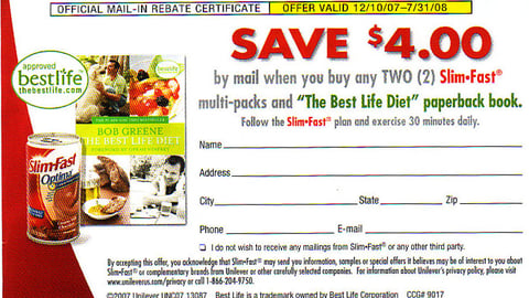 Slim-Fast 'Best Life' Rebate Form
