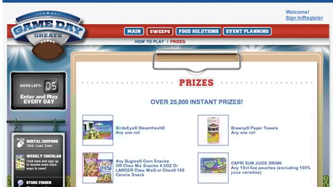 Kroger 'Game Day Greats' Sweeps Home Page