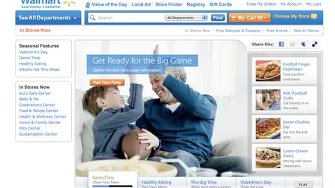 Walmart 'Game Time' Home Page