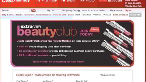 CVS 'Beauty Club' Microsite