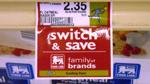 Food Lion 'Switch & Save' Price Label