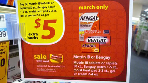 CVS J&J Extra Bucks Shelf Sign