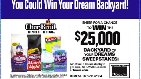 Lowe's - Kingsford - Char-Broil Sweepstakes Shelf Sign