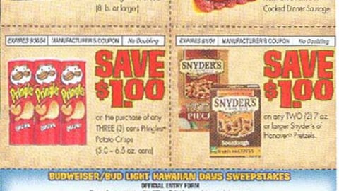 Albertsons/Budweiser Hawaiian Days Coupons/Entry Form