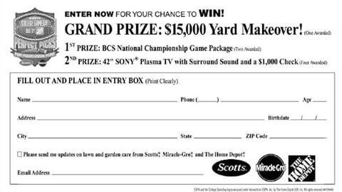 Home Depot/Scotts 'Perfect Picks' Entry Form