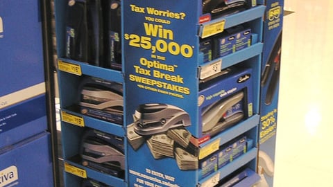 Swingline 'Tax Break' Sweeps Floorstand