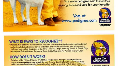 Pedigree 'Paws to Recognize' Cards