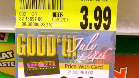 Winn-Dixie 'Good 'Til July 4th' Shelf Tag
