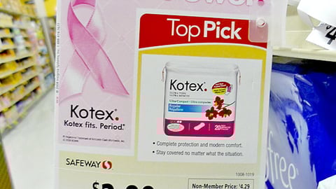 Safeway Kotex Pink Shelf Sign