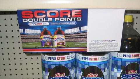 Pepsi Stuff 'Score Double Points' Shelf Sign