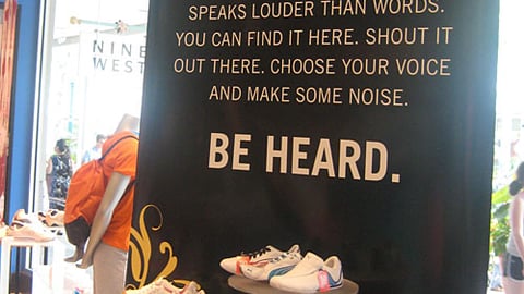 Finish Line 'Be Heard' Ceiling Banner