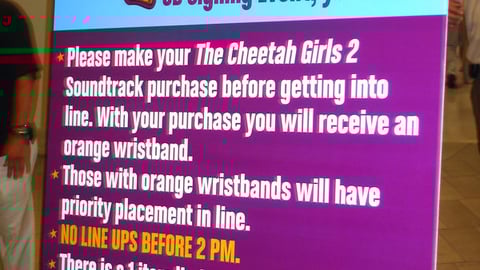 Wal-Mart Cheetah Girls Event Sign