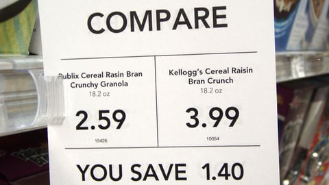 Publix 'Compare' Shelf Sign
