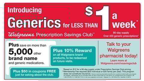 Walgreens Prescription Savings Club Feature