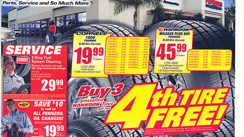 Pep Boys '4th Tire Free' Feature