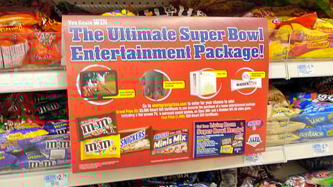 Mars, Kmart Super Bowl Sweeps Shelf Sign
