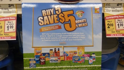 Kraft Safeway 'Huddle to Fight Hunger' Shelf Sign