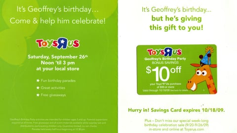 Toys "R" Us 'Birthday Party' Direct-Mail Piece