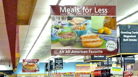 Food Lion 'Meals for Less' Ceiling Signs