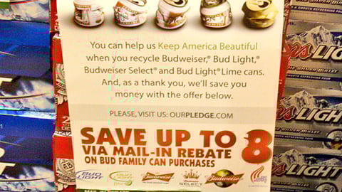 Budweiser Keep America Beautiful Rebate Sign