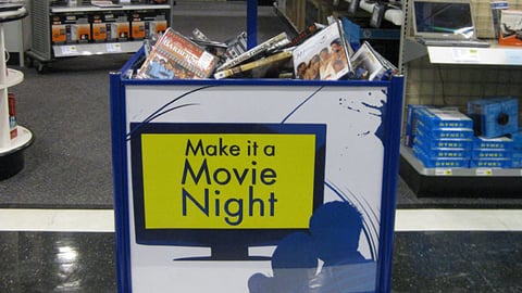 Best Buy 'Movie Night' Dump Bin