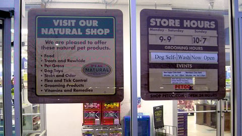 Petco Natural Shop Window Signs