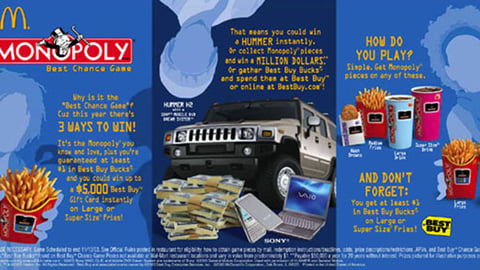 McDonald's Monopoly Table Tent
