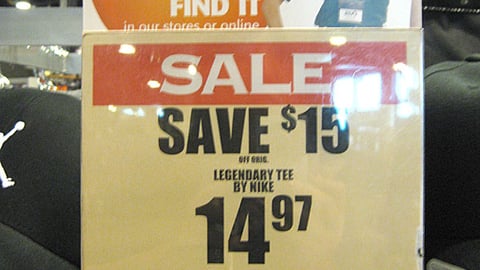 Dick's 'Yes We'll Find It' Shelf Sign