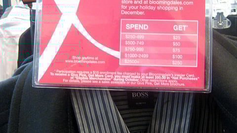 Bloomingdale's 'Give Pink Get More' Rack Sign