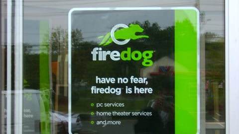 Circuit City Firedog Window Cling