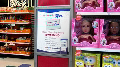 Toys "R" Us Rewards Program Stanchion Sign