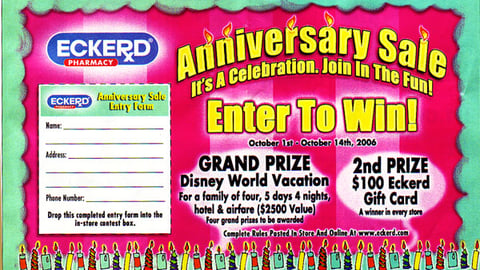 Eckerd/Brooks Anniversary Sweeps Rebate Feature