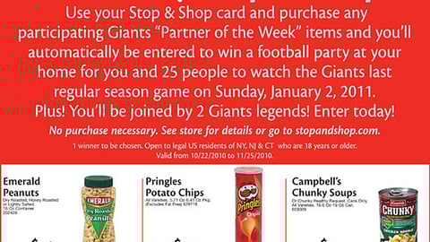 Stop & Shop NY Giants Sweeps Feature