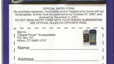 Walgreens Degree Sweeps Entry Form