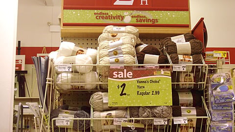 Michaels Holiday Yarn Endcap