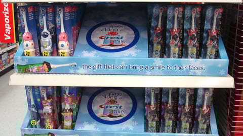 Crest Toothbrush Holiday-Themed Shelf Tray